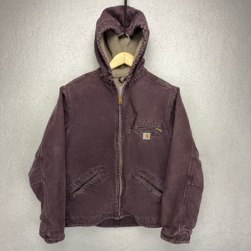 Carhartt Sierra Jacket Sherpa Lined Womens Small WJ141 DWN Deep Wine Purple